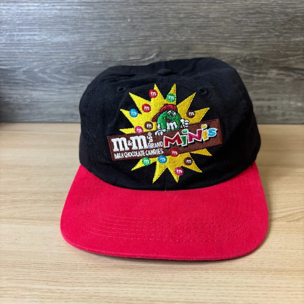Vintage M&Ms Hat‎ Cap Snap Back Youth Black Red Minis Adjustable